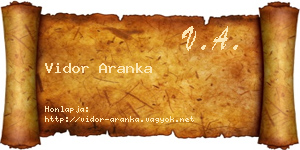 Vidor Aranka névjegykártya